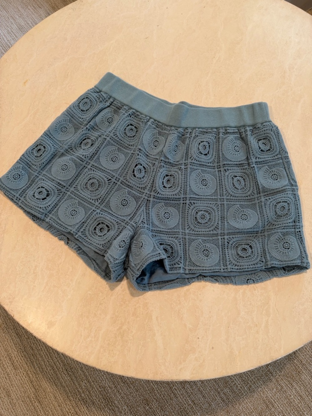 Jonathan Simkhai Soft Blue Crochet Shorts